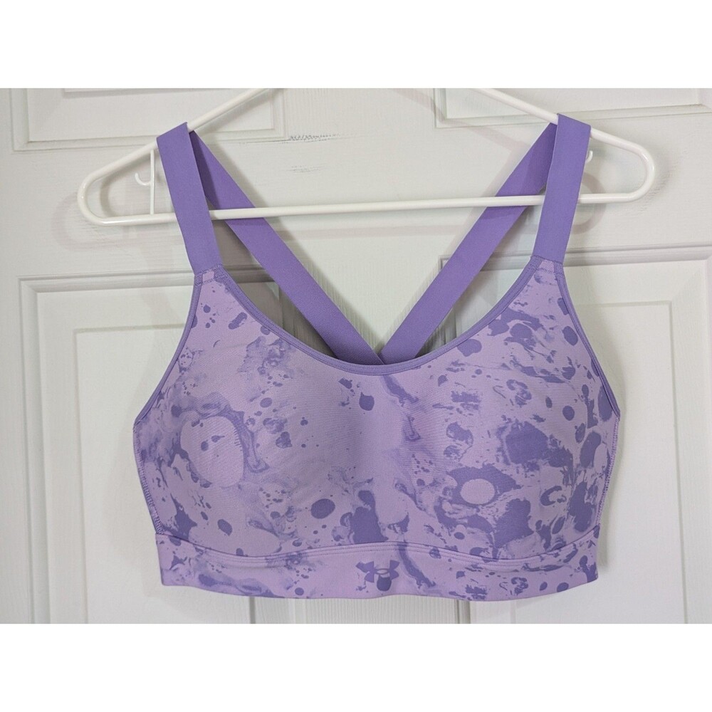 Under Armour Sports Bra Womens Large Purple Fitted Molded Cup Crossback Padded